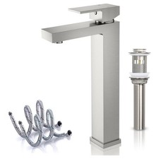 Bathroom Sink Faucet, Brushed Nickel Tall Vessel Sink Faucet, Single Hole Tal...