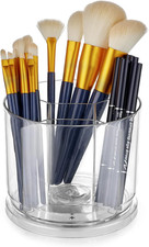 Makeup Brush Holder Organizer -Rotating 360 Clear Storage Cup Containers for Va