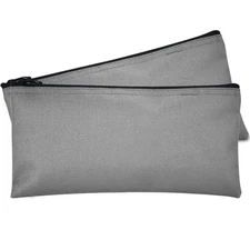 Bank Deposit Bags Zipper Money Pouch Secure Utility Coin Bag Gray 2 Pack