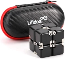 Aluminum Alloy Metal Infinity Cube Fidget (6 Colors) Handheld Black 