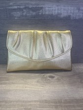 Avon Gold Metallic Evening Clutch Purse Snap Closure Vintage 70s
