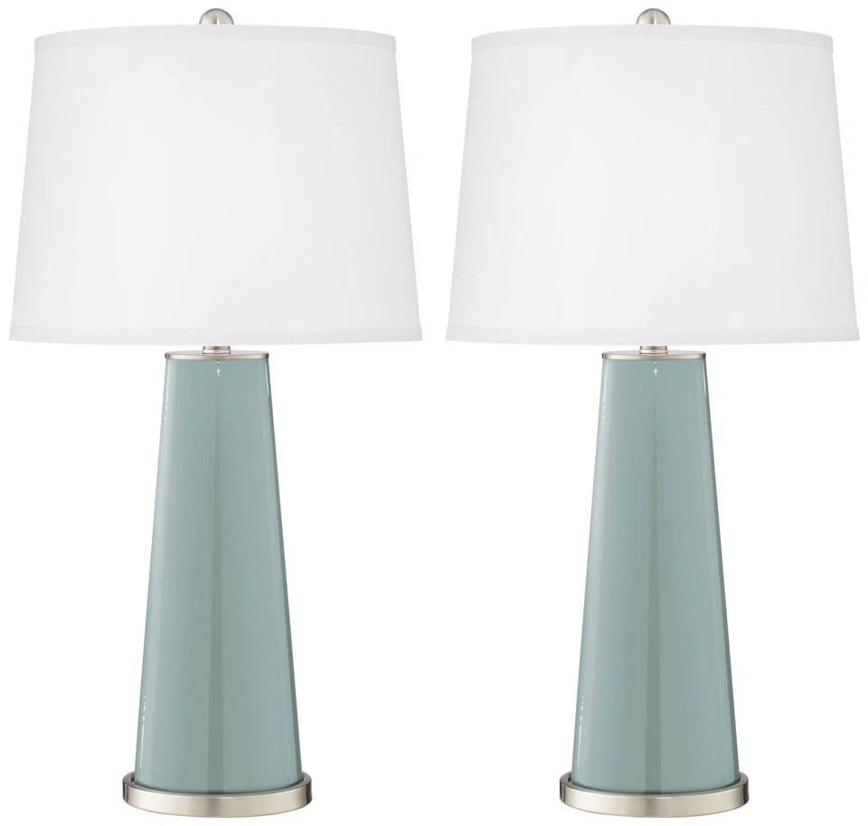 Abajures de mesa modernos Leo 29 1/2" de altura conjunto de 2 vidro esfera aquática para quarto casa - Imagem 2 de 4