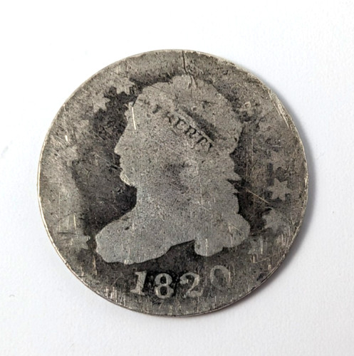 1820 Small 0 Capped Bust Silver Dime 10C About Good AG Condition