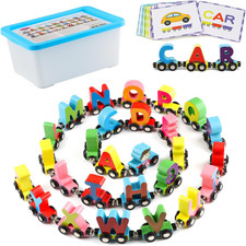 Wooden Alphabet Train Toy 27 PCS Magnetic Alphabet ABC Letter Train Set Includes