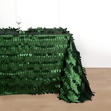GREEN 90"x156" Taffeta RECTANGULAR TABLECLOTH Leaf Petals Design Party Supplies