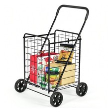 Folding Shopping Cart Utility Trolley Portable For Grocery Laundry Travel