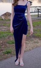 Windsor Blue Velvet Cocktail Dress Size XS Sleeveless Spaghetti Straps