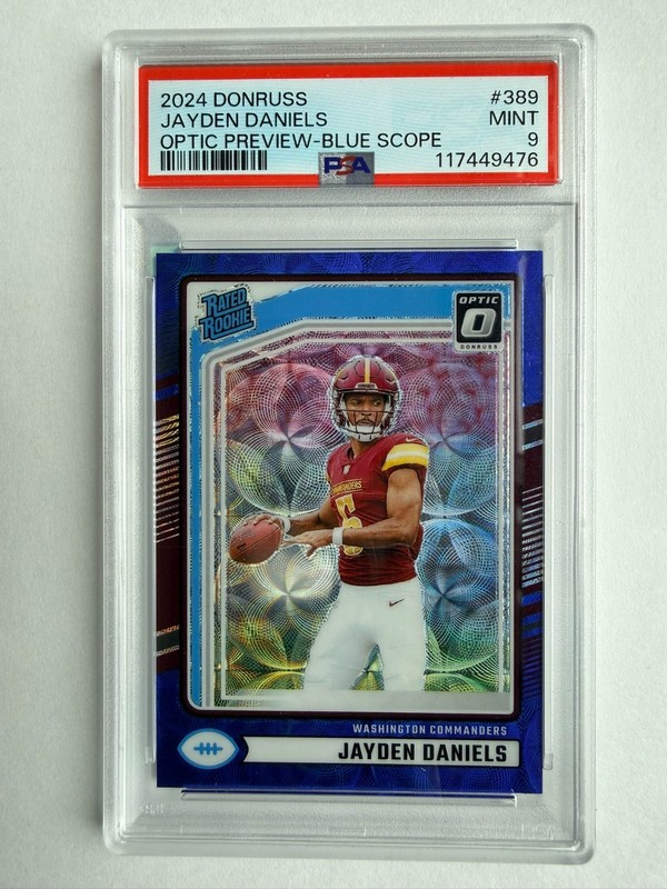 2024 Donruss Jayden Daniels #389 Optic Preview Blue Scope RC PSA 9 MINT