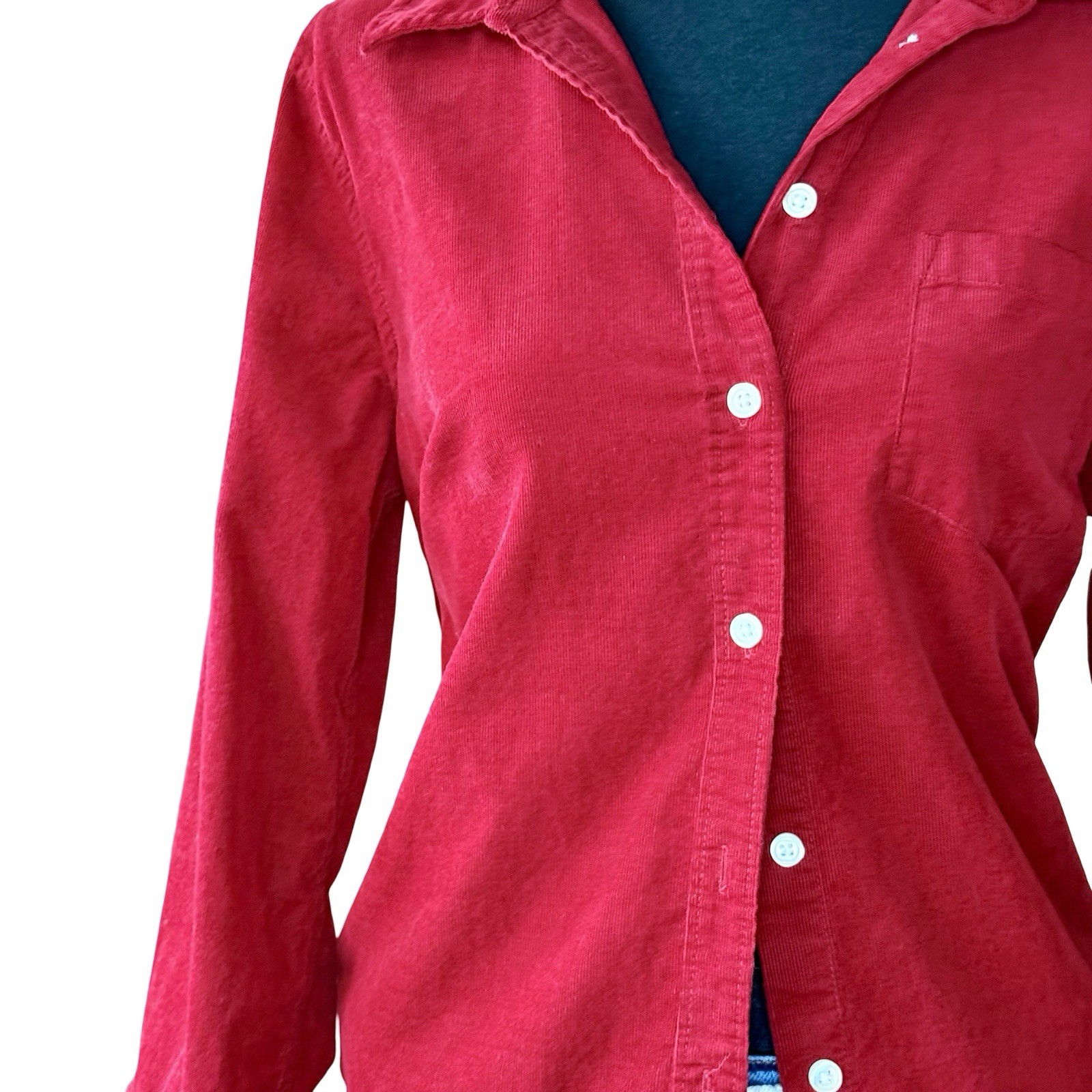 Ruby Red Corduroy Button Down Long Sleeve Shirt b… - image 2
