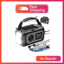 12000mAh Emergency Weather Radio, Hand Crank Solar Radio Portable AM/FM/NOAA Rad