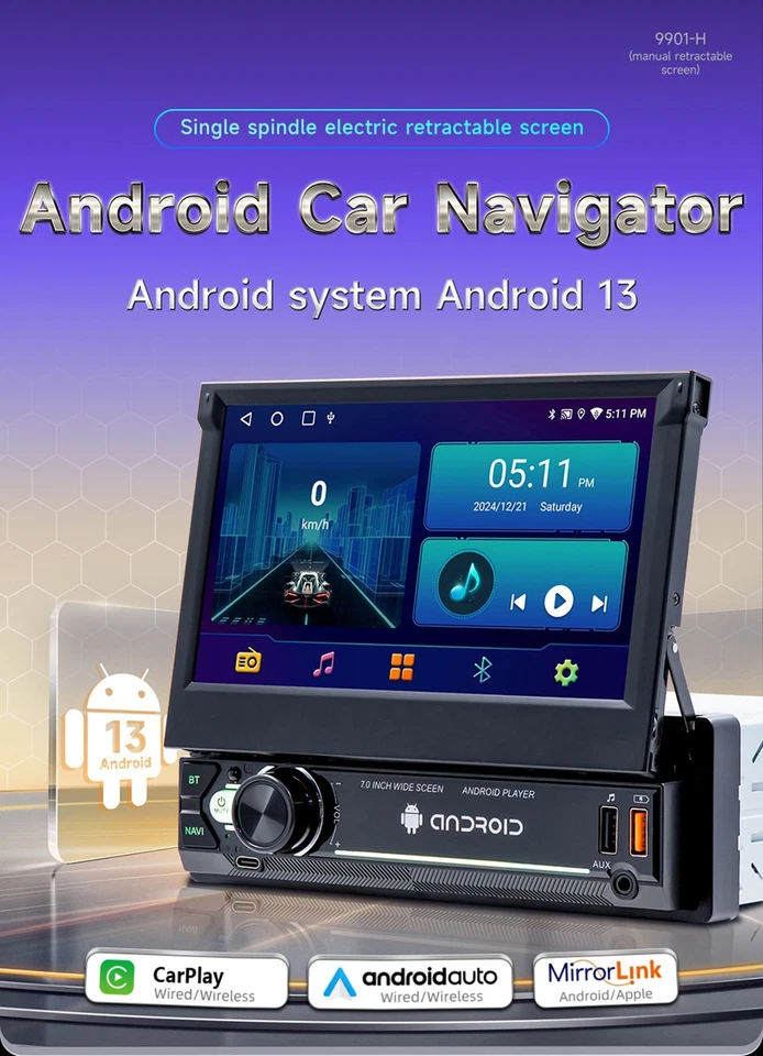 7"  Car Stereo Radio Flip Out Carplay For Ford Taurus 1993-1995 Bluetooth 5.1 Foto 3 de 4