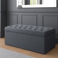SD Chesterfield Upholstered Velvet Storage Ottoman Box, End of Bed Storage Bench
