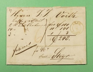 DR WHO 1837 ROMANIA STAMPLESS F/L ARAD TO AUSTRIA R71245
