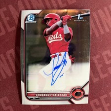2022 Bowman Chrome Leonardo Balcazar Base Autograph 1st Auto Cincinnati Reds