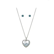 The Skyline Collection March Birthstone Blue Aquamarine Heart Jewelry Set