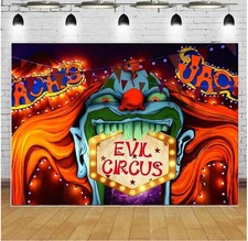 Horror Circus Halloween Theme Photography Backdrop Giant Evil Clown 7x5 FT