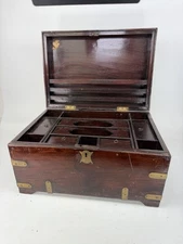 Antique Campaign Box Correspondence Rosewood Colonial Writing Case Brassbound