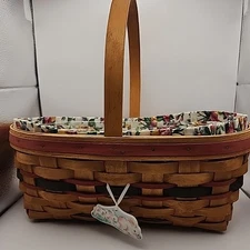 Longaberger Easter Basket 1994 with Protector Liner And Ceramic Tie On