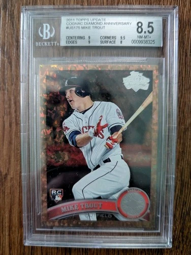 MIKE TROUT 2011 Topps Update Diamond Anniversary COGNAC US175 RC Rookie BGS 8.5