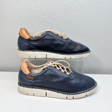PIKOLINOS Vera Shoes | Trainers, OCEAN BLUE & TAN Leather, Lace Up 39 US 8.5