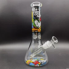 10" Oil Painting Water Pipe Smoking Glass Bong Pipes Hookah Percolator Bong US.