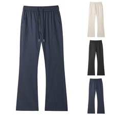 Men Casual Flared Sweatpants Trousers Solid Color Drawstring Pants for Men