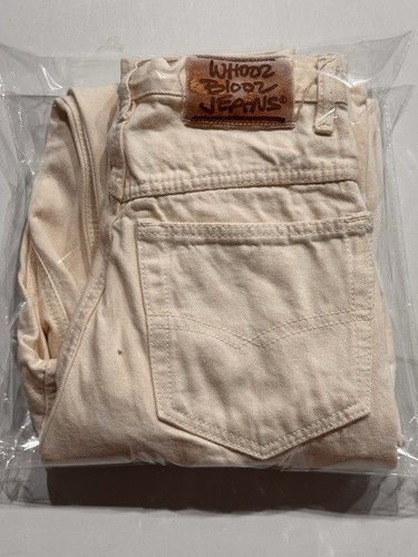 Pantalones de mezclilla vintage Whooz Blooz tiro alto botones mosca algodón blanco para mujer 11/12 - Imagen 10 de 10