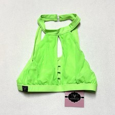 Kandi Kouture Dancewear Top Neon Green High Neck Dance Bra Medium TM 6/7 NWT