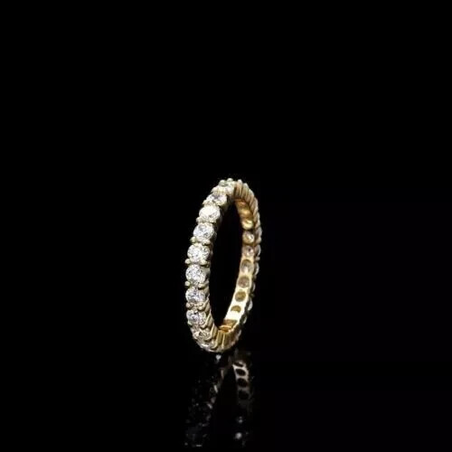 2,00 kt Rundschliff Moissanit Damen Ewigkeitsring Band massiv 10 K Gelbgold - Bild 2 von 12