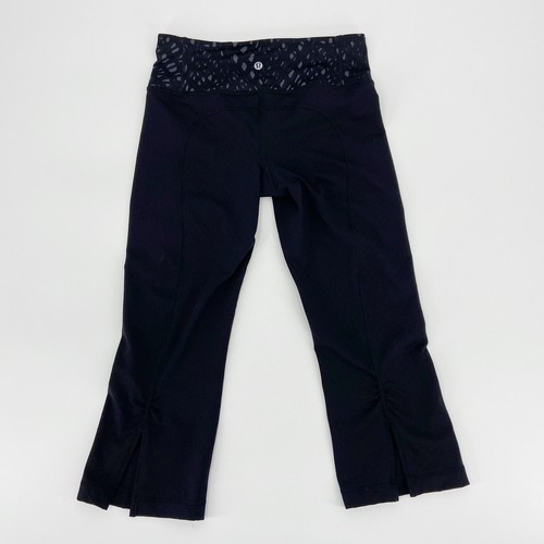 Lululemon Gather & Crow Crop II Capri Leggings Shine Dot Black Lace Play Sz 4 - Picture 5 of 8