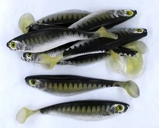 (10) Luck-E-Strike Shad Minnow Swimbait 6" Black White Clear Bulk Lot Brand New