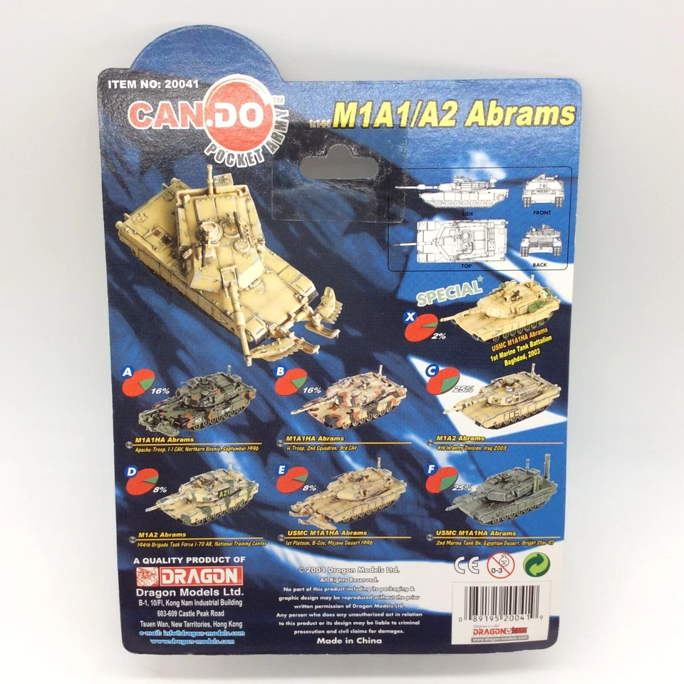 Dragon Models 1:144 CAN DO Pocket Army Tank 20041 M1A1/A2 ABRAMS - "F" USMC - Image 4 of 4