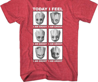 Marvel Men's Guardians of The Galaxy Groot Today I Feel Adult T-Shirt Tee Red M