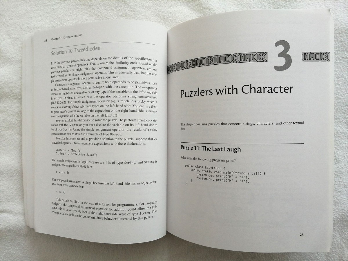 Java Puzzlers: Traps, Pitfalls, and Corner Cases by Joshua Bloch 