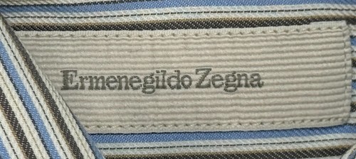 Ermenegildo Zegna Men's Striped Button Down Long Sleeve Dress Shirt Size Medium - Picture 4 of 8