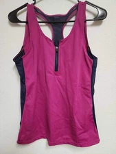 Ruby Ribbon Pink Zip Front Sport Tank Athletic Size 38 Style 1786 READ