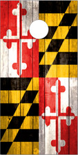 Maryland Flag Weathered Wood LAMINATED Cornhole Wrap Bag Toss Skin Decal Sticker
