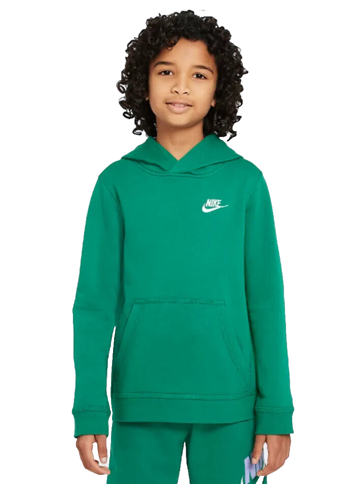 Nike Boys Hoodie Club Fleece Sweatshirt Malachite Green Swoosh
