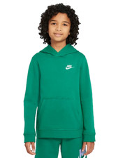Nike Boys Hoodie Club Fleece Sweatshirt Malachite Green Swoosh Pullover S-L NWT