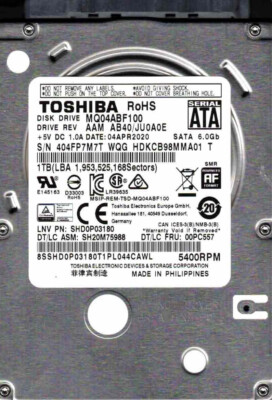 MQ04ABF100 AAM AB40/JU0A0E, HDKCB98MMA01 T TOSHIBA SATA 1TB | eBay