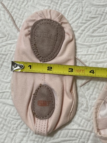 New Stelle Girls Ballet Canvas Slippers Dance Yoga Pink Sz 8 Leather Split Sole - Picture 8 of 9