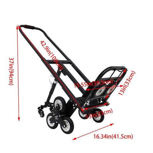 Carro de carga plegable camión de mano para subir escaleras 330 lb de capacidad con ruedas de repuesto - Imagen 7 de 21
