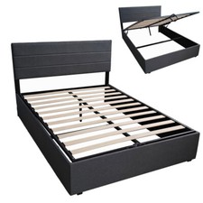 Modern Grey Fabric Upholstered Ottoman Bed Storage Gas Lift Bedframe Double King