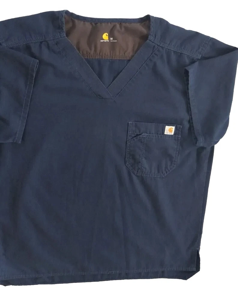 Мужские медицинские скрабы с коротким рукавом Carhartt с V-образным вырезом цвет синий - Изображение 2 из 4