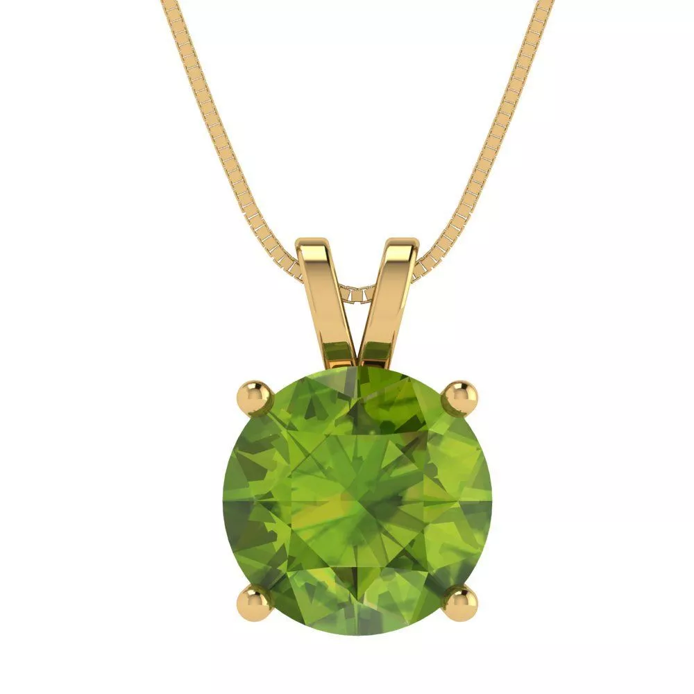 3 Round Classic Natural Peridot Pendant Necklace 16