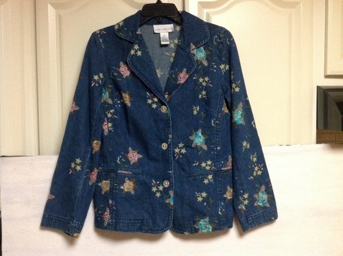 Floral Denim Jacket Size Xtra Small 