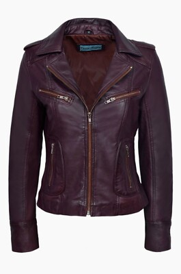 Rachel weinrot rot Damen Smart Designer gewachstes Lammleder Leder Mode Jacke