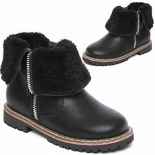 Girls Kids Ankle School Biker Army Chelsea Boots Winter Back To School Shoes