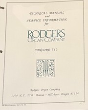 Rodgers Organ Technical Manual for model Concord 760