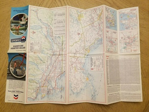 1968 Chevron Standard Gas Oil British Columbia Alberta Canada Highway Road Map - Picture 3 of 4